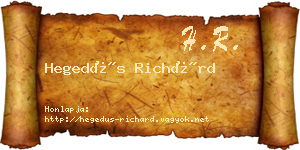 Hegedűs Richárd névjegykártya